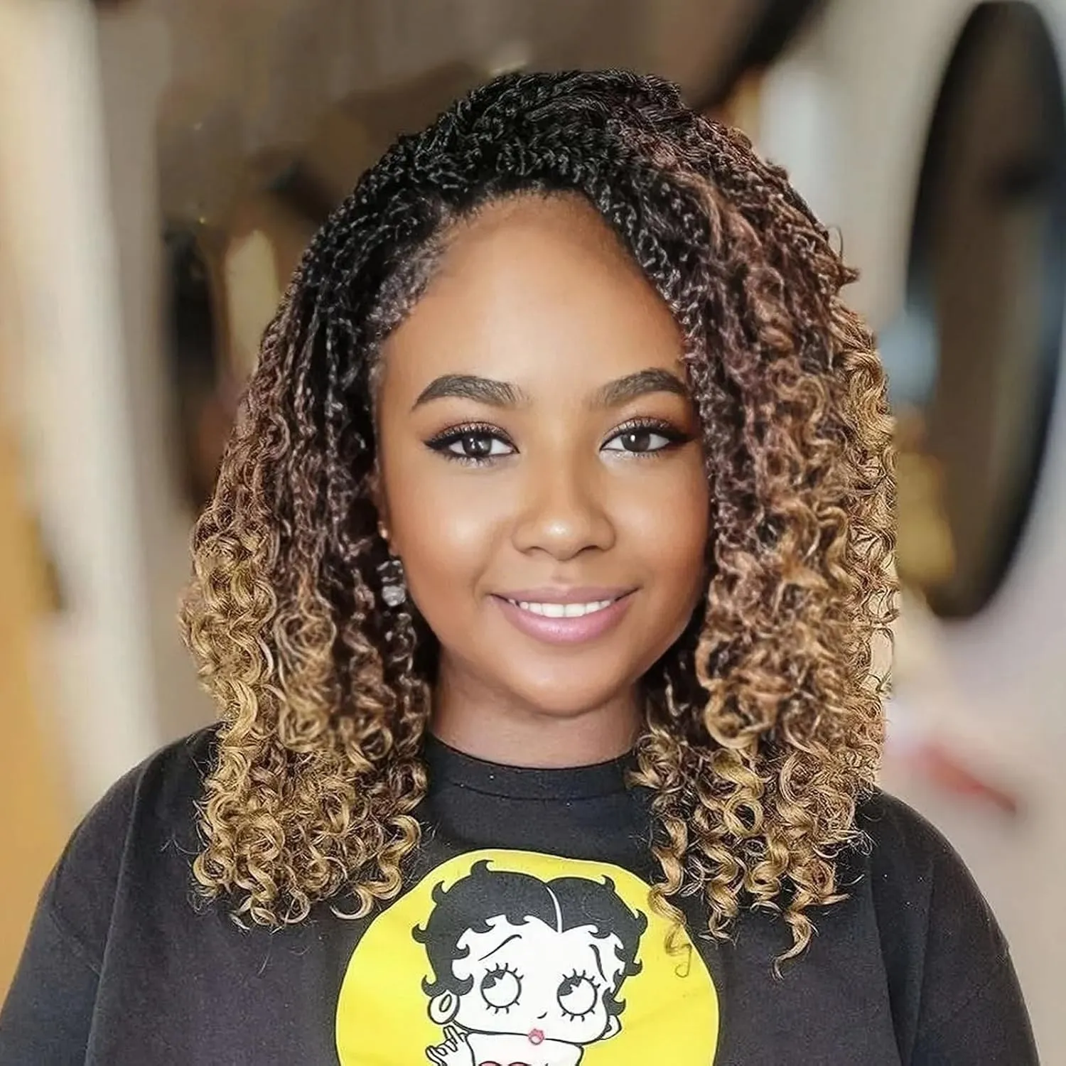 9 Packs Goddess Box Braids Crochet Hair 10 Inch Pre Looped Boho Crochet Braid With Curly Ends Synthetic Boho Box Braids Crochet Hair For Women (10 Inch, 1B/30/27)