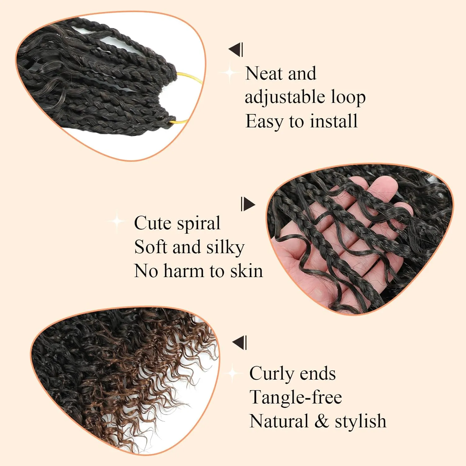 9 Packs Goddess Box Braids Crochet Hair 10 Inch Pre Looped Boho Crochet Braids Box Braids Crochet Hair With Curly Ends Crochet Braids Bohemian Synthetic Hair For Women (10 Inch, 1B/30)