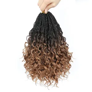 9 Packs Goddess Box Braids Crochet Hair 10 Inch Pre Looped Boho Crochet Braids With Curly Ends Synthetic Boho Box Braid Crochet Hair For Women (10 Inch, 1B/4/30)