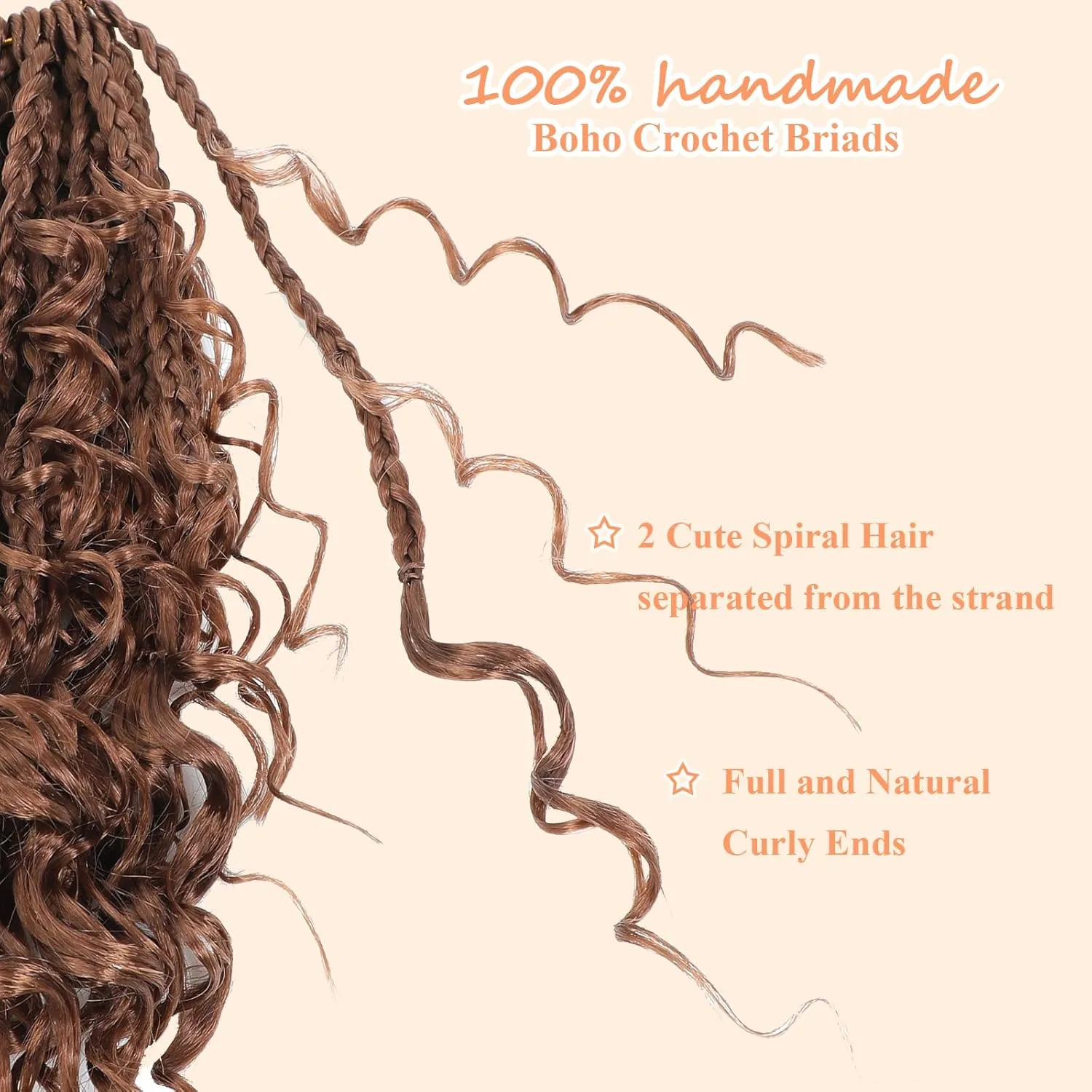 9 Packs Goddess Box Braids Crochet Hair 10 Inch Pre Looped Boho Crochet Braids With Curly Ends Synthetic Boho Box Braid Crochet Hair For Women (10 Inch, 30#)