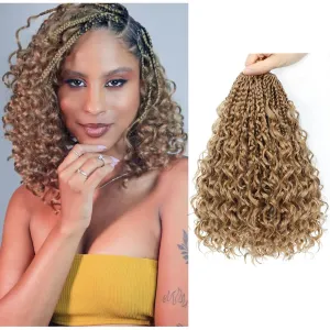 9 Packs Goddess Box Braids Crochet Hair 10 Inch Pre Looped Boho Crochet Braids With Curly Ends Synthetic Boho Box Braids Crochet Hair For Women (10 Inch, 27#)