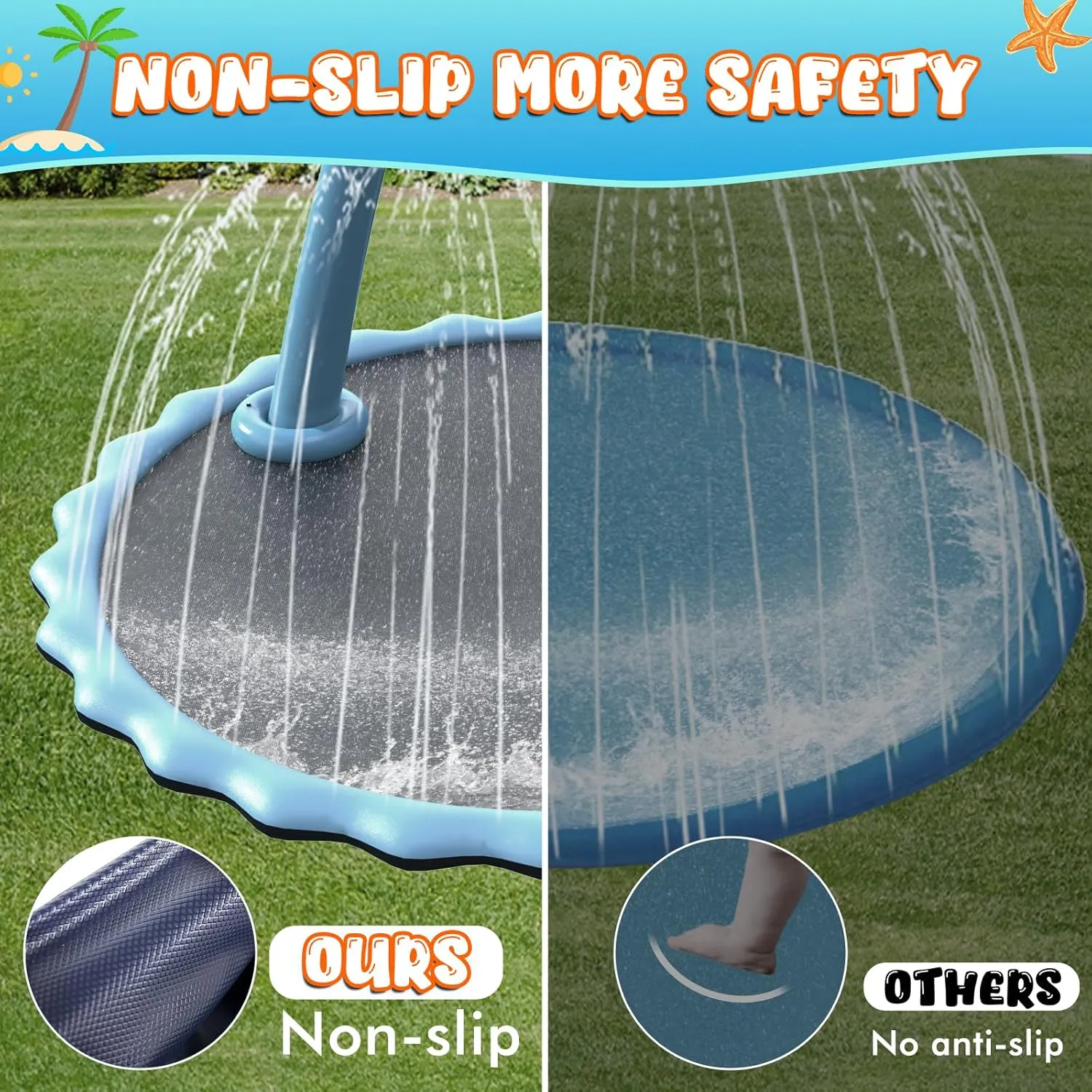 90.5'' Splash Pad, Non-Slip Sprinkler Mat with Basketball Hoop and Arch for Kids Outdoor Play, Shoot Game for Backyard, Inflatable Water Toys More Fun for Boys and Girls
