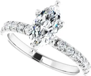 925 Sterling Silver, 1 CT Marquise Cut Colorless Moissanite Engagement Rings for Women, Wedding Bridal Ring Set Solitaire Eternity Vintage Antique Anniversary Promise Purpose Gift for Her