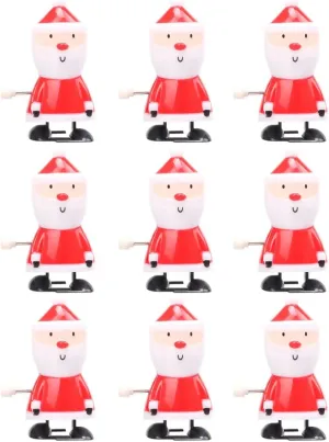 9Pcs Wind Up Interactive Christmas Goody Bag Fillers for Fun Animated Claus Clockwork for Holiday Celebrations and Stocking Stuffers