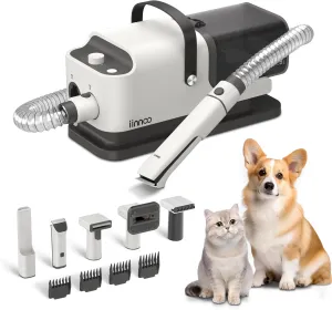 A100 Dog Grooming Vacuum & Hair Dryer, 26000Pa Powerful 5 in 1 Pet Grooming Kit with Clippers, White