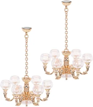 ABOOFAN 2pcs Miniature Chandelier Ceiling Lamp for Dollhouse Decor Scale Design Unique Lighting Accessory for House Photo Prop and Scene Models