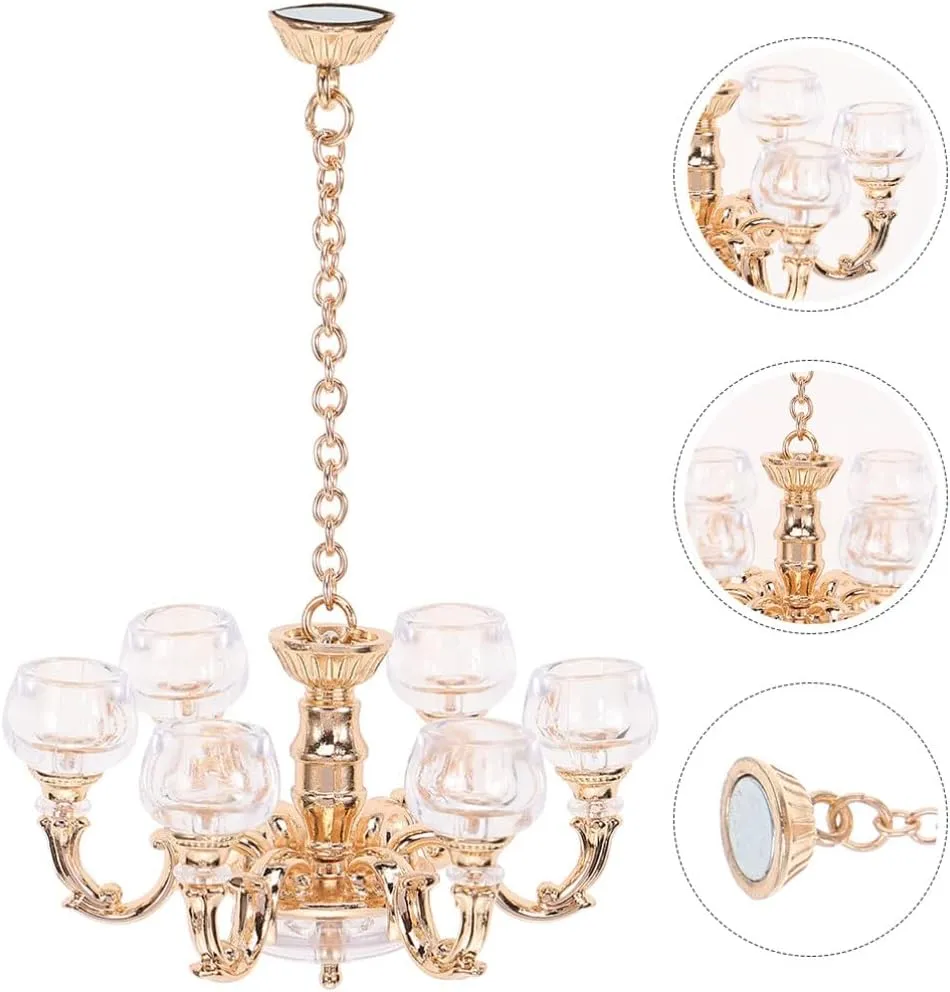 ABOOFAN 2pcs Miniature Chandelier Ceiling Lamp for Dollhouse Decor Scale Design Unique Lighting Accessory for House Photo Prop and Scene Models