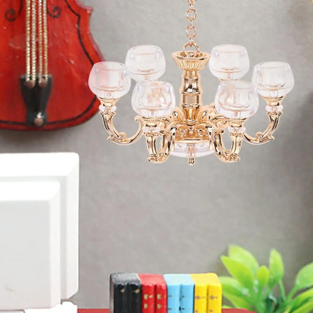 ABOOFAN 2pcs Miniature Chandelier Ceiling Lamp for Dollhouse Decor Scale Design Unique Lighting Accessory for House Photo Prop and Scene Models