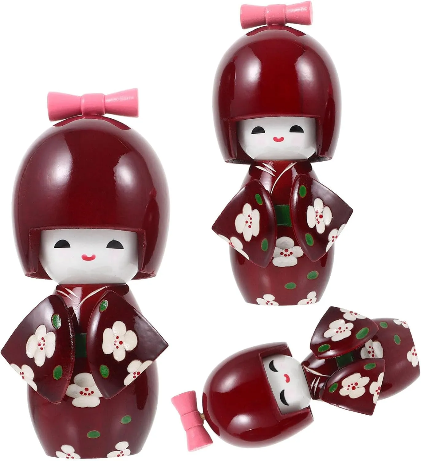 ABOOFAN Mini Japanese Geisha Kimono Doll Set 3pcs Small Asian Kimono Doll Ornaments Doll Figurine Cupcake Topper for Christmas Wedding Dollhouse Decor