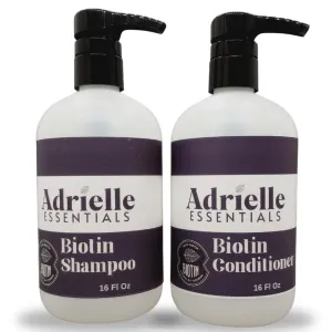 Adrielle Essentials Cashmere Vanilla & Eucalyptus Scented Biotin Hair Shampoo and Conditioner Set, 16 Oz Shampoo - 16 Oz Conditioner