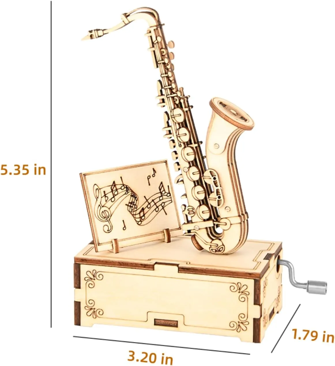 Adult Wooden Puzzle Musical Instrument Series Saxophone 3D Wooden Puzzle Music Box Desktop Decoration DIY Crafts Birthday Gift for Teens and Adults