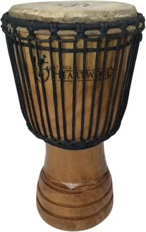 Africa Heartwood Project Hand-Carved Djembe Drum from Africa - 9"x18" Classical Heartwood Djembe Musical Instrument (Random Carving) Solid Wood & Natural Goat Skin - Ready to Play Out of the Box