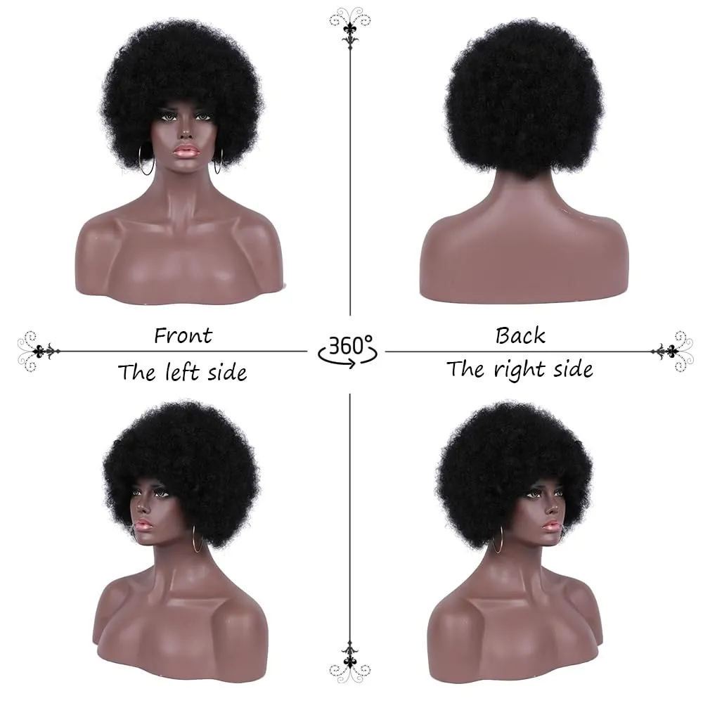 Afro Wig for Black Women,Large Bouncy Fluffy and Soft Natural Looking 70's Afro Curly Wig for African Black Women (Black)