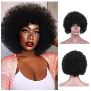 Afro Wig for Black Women,Large Bouncy Fluffy and Soft Natural Looking 70's Afro Curly Wig for African Black Women (Black)