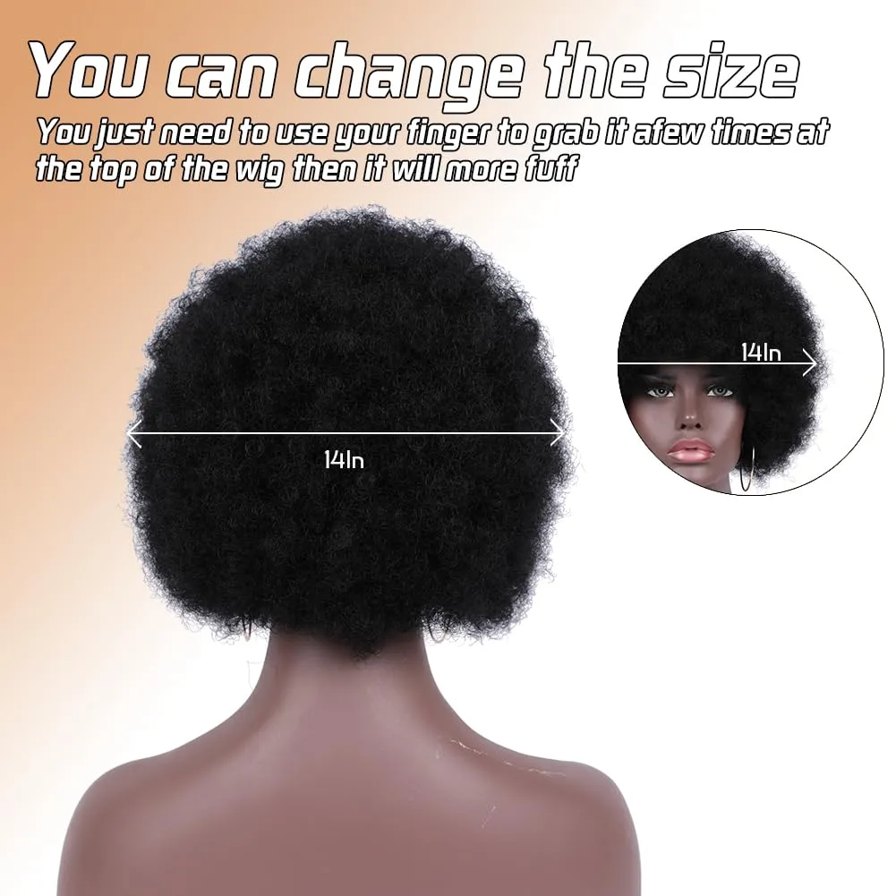 Afro Wig for Black Women,Large Bouncy Fluffy and Soft Natural Looking 70's Afro Curly Wig for African Black Women (Black)