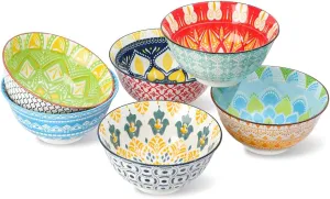 AHX Cereal Bowls Porcelain 23 oz - Salad Soup Bowl Colorful 6.25" - Deep Bowls for Serving Ramen | Noodle | Pasta | Pho | Oatmeal - Microwave and Dishwasher Safe - Set of 6