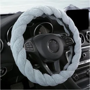 AICEL Furry Car Steering Wheel Cover, 15 inch Automotive Fluffy Soft Breathable Warm Non-Slip Vehicle Steering Wheel Protector Interior Decoration for Man Women Girl, Universal for Truck SUV