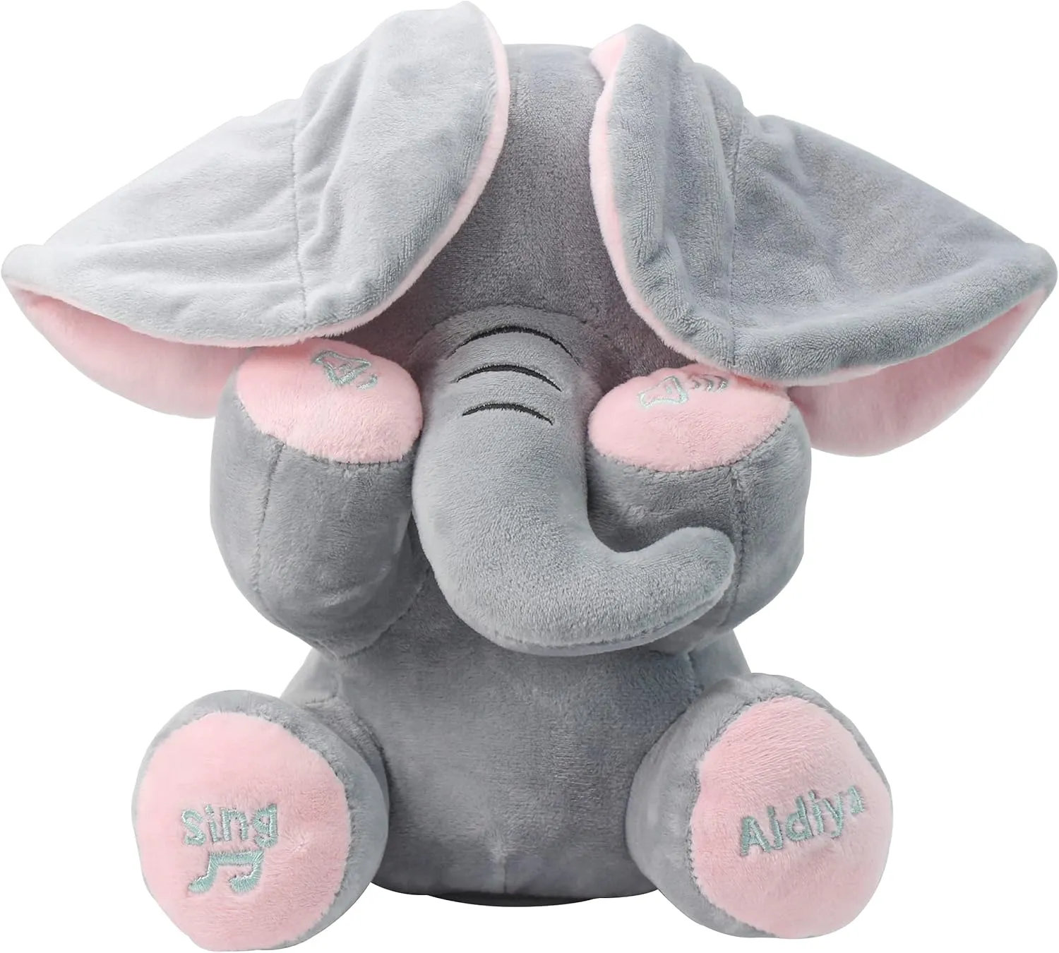 Aidiya Elephant Stuffed Animals Baby Gifts Peluches Ear Interactive Elephant Talking Singing Plush Toys for Girls Boys Gift Adjustable Volume 11.8" Set (Pink)
