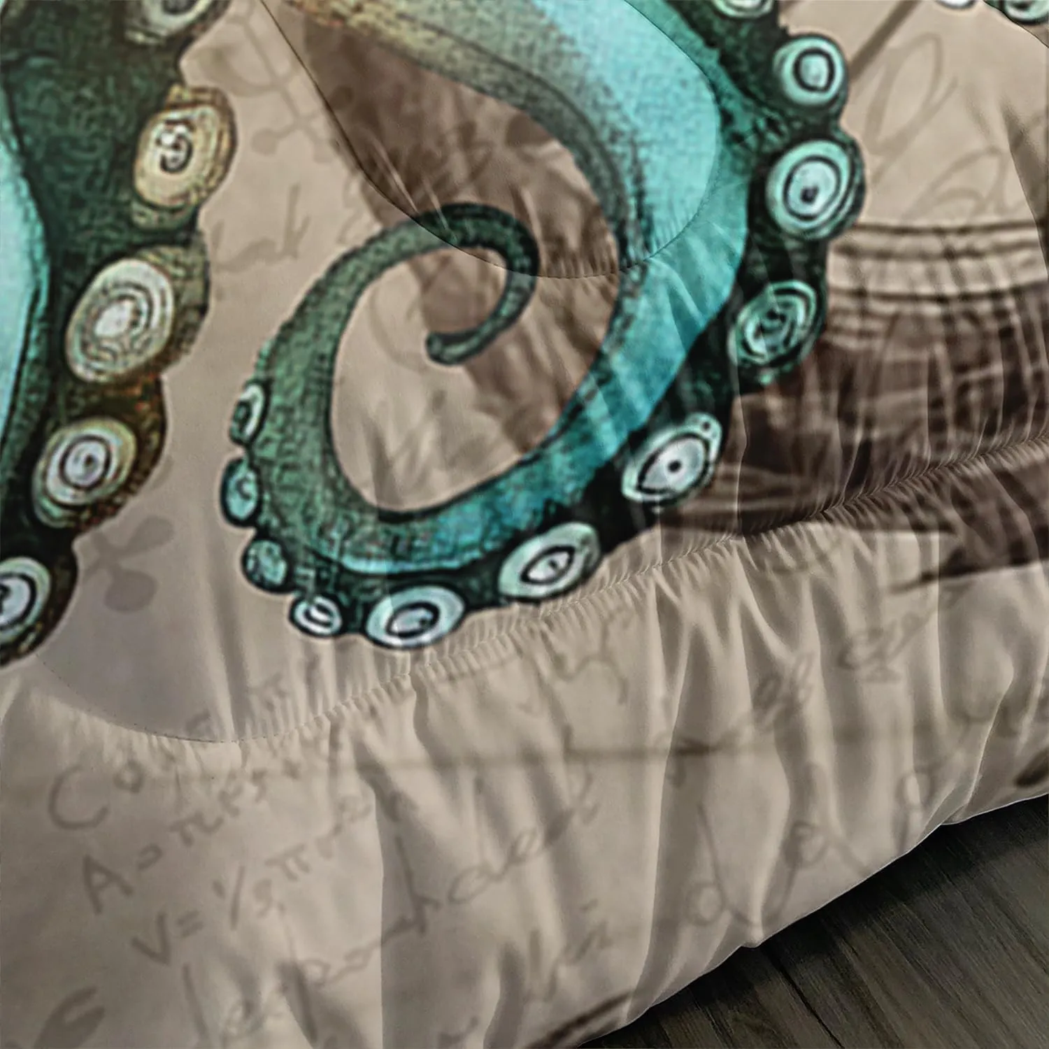 AILONEN 3D Pirate Captain Skull Comforter Set Twin Size, Octopus Dolphin Bedding Set for Kids Boys Girls,Nautical Theme Bed in a Bag Duvet Set,1 Quilt and 2 Pillowcases,3PCS