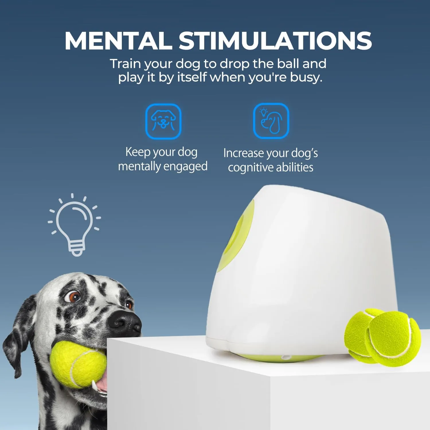 ALL FOR PAWS Automatic Dog Ball Launcher for Medium to Large Dogs, Interactive Dog Ball Thrower Mental Stimulation Dog Toys, Dog Tennis Ball Machine with Standard Tennis Balls, Rechargable & Reliable