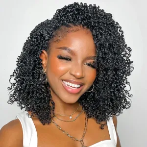 Alrence 12 Inch Yankee Twist Crochet Hair Mini Passion Twist Hair Pre Looped Fluffy Yaki Twist Crochet Braids Short Boho Kinky Spring Twist Crochet Hair For Women (12 Inch (Pack of 8), 1B#)
