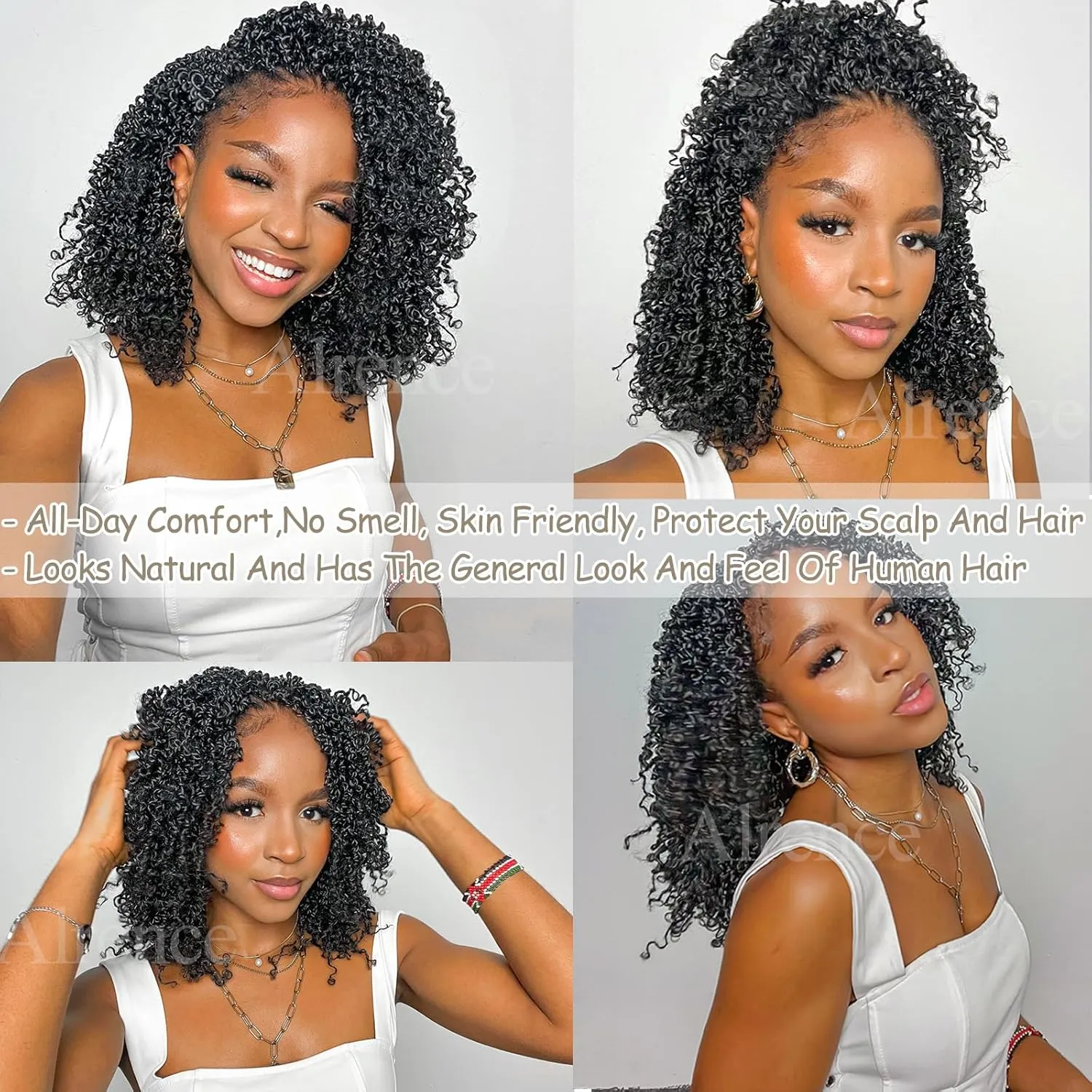 Alrence 12 Inch Yankee Twist Crochet Hair Mini Passion Twist Hair Pre Looped Fluffy Yaki Twist Crochet Braids Short Boho Kinky Spring Twist Crochet Hair For Women (12 Inch (Pack of 8), 1B#)
