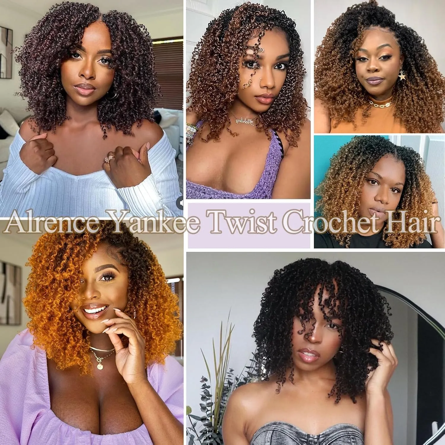 Alrence 12 Inch Yankee Twist Crochet Hair Mini Passion Twist Hair Pre Looped Fluffy Yaki Twist Crochet Braids Short Boho Kinky Spring Twist Crochet Hair For Women (12 Inch (Pack of 8), 1B#)