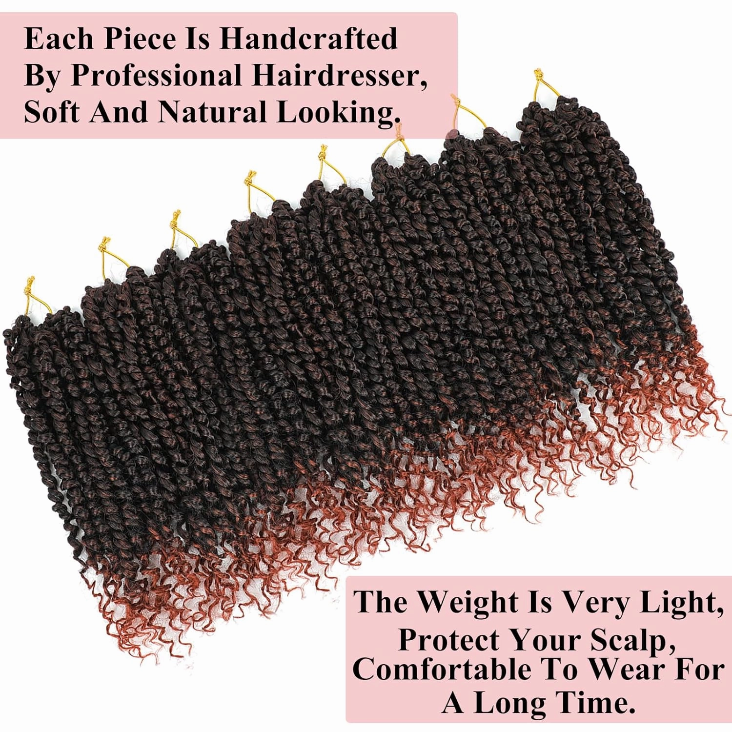 Alrence Passion Twist Crochet Hair 8 Packs Pre twisted Passion Twist Hair For Women Soft Bohe Pre-looped Crochet Braids (10 Inch (Pack of 8), 1B/350)