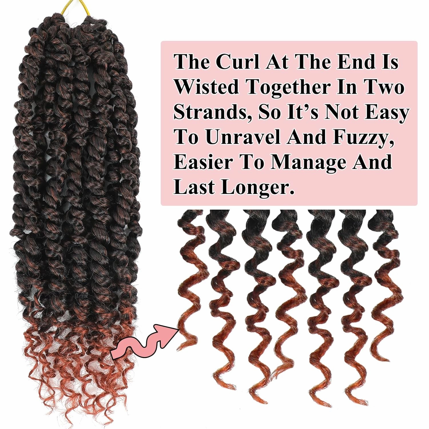 Alrence Passion Twist Crochet Hair 8 Packs Pre twisted Passion Twist Hair For Women Soft Bohe Pre-looped Crochet Braids (10 Inch (Pack of 8), 1B/350)