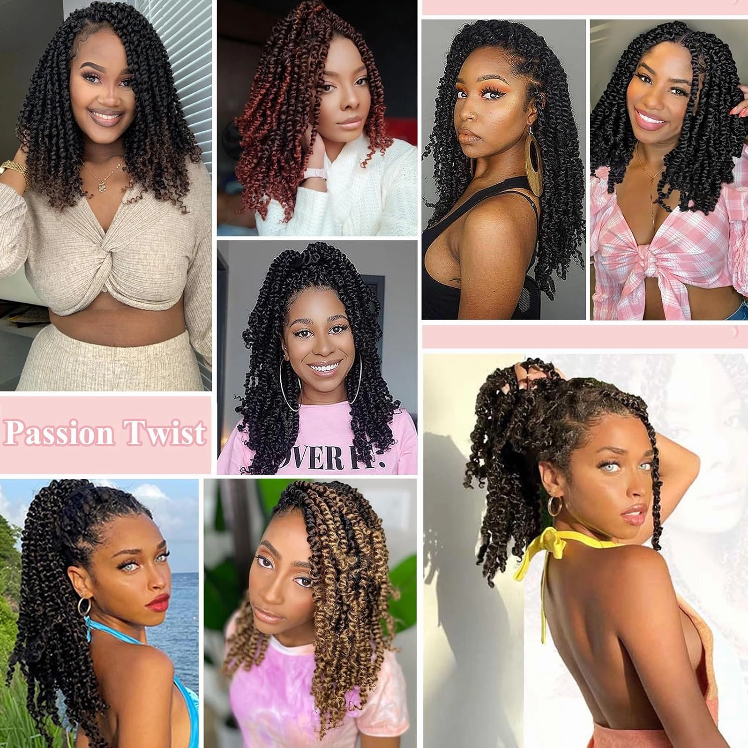 Alrence Passion Twist Crochet Hair 8 Packs Pre twisted Passion Twist Hair For Women Soft Bohe Pre-looped Crochet Braids (10 Inch (Pack of 8), 2#)