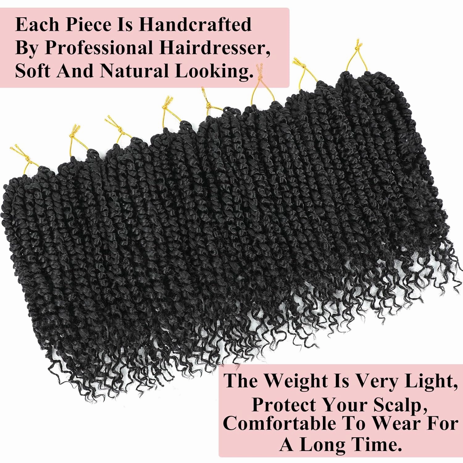 Alrence Passion Twist Crochet Hair 8 Packs Pre twisted Passion Twist Hair For Women Soft Bohe Pre-looped Crochet Braids (10 Inch (Pack of 8), 2#)