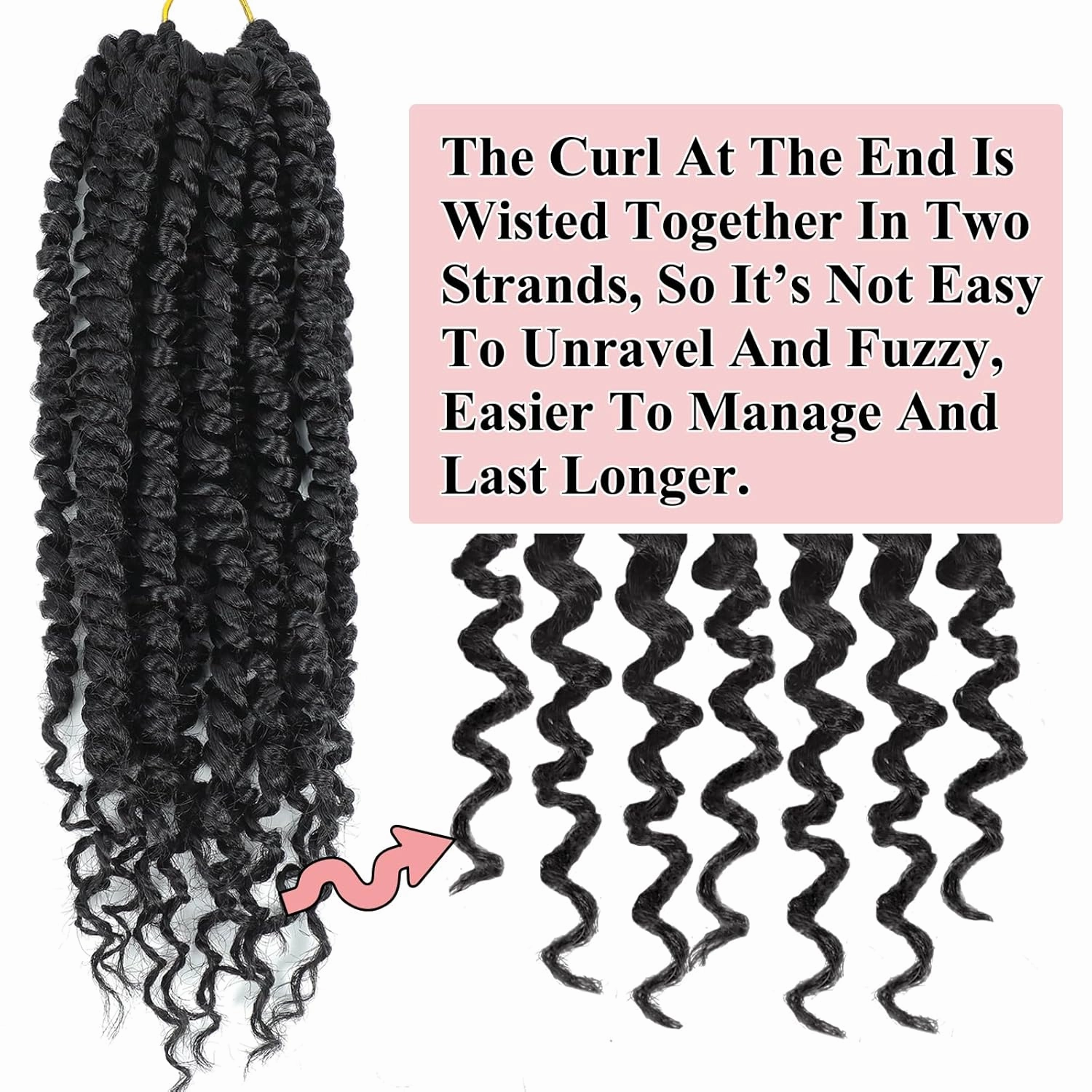 Alrence Passion Twist Crochet Hair 8 Packs Pre twisted Passion Twist Hair For Women Soft Bohe Pre-looped Crochet Braids (10 Inch (Pack of 8), 2#)