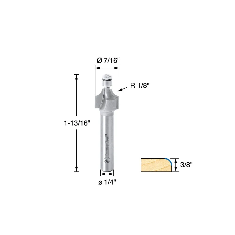 Amana Tool - MR0112 Carbide Tipped Miniature Corner Rounding 1/8 Radius x 7/16 Dia x 3/8 x