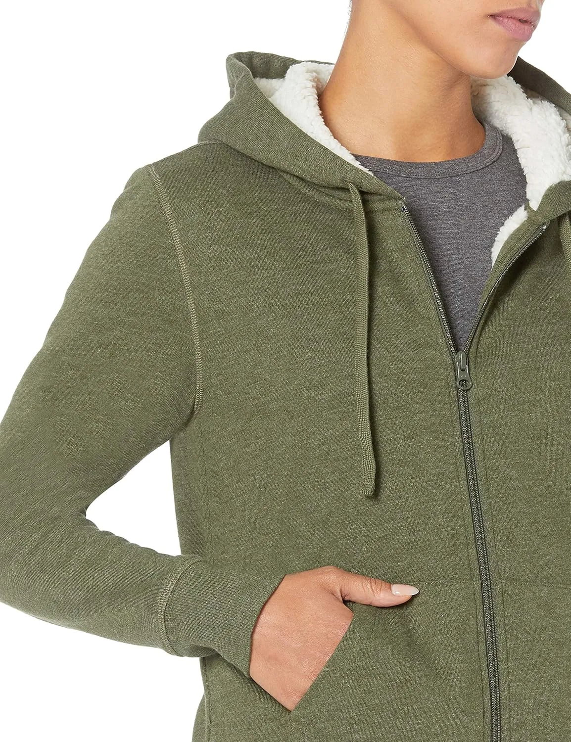 Amazon Essentials Women's Sherpa-Lined Fleece Full-Zip Hooded Jacket (Available in Plus Size)