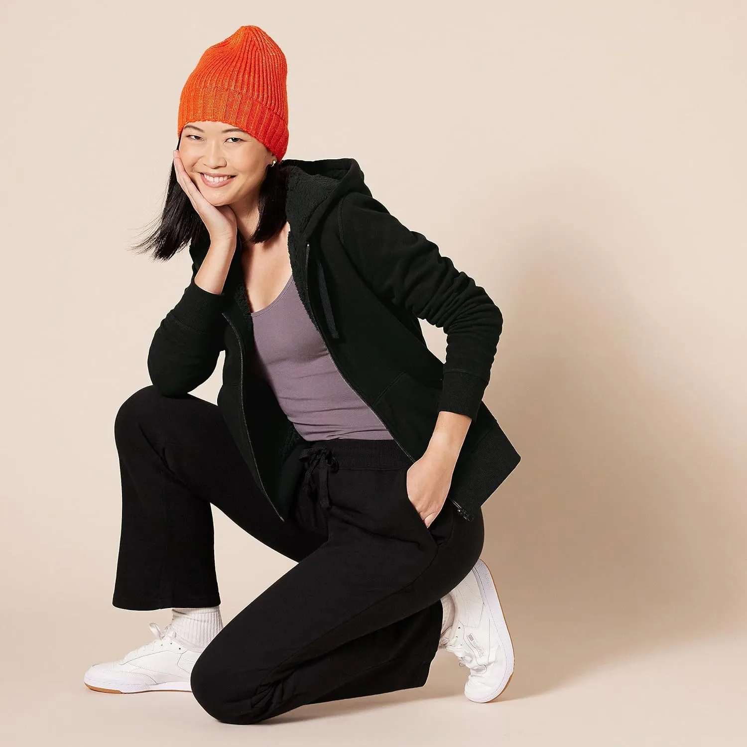 Amazon Essentials Women's Sherpa-Lined Fleece Full-Zip Hooded Jacket (Available in Plus Size)