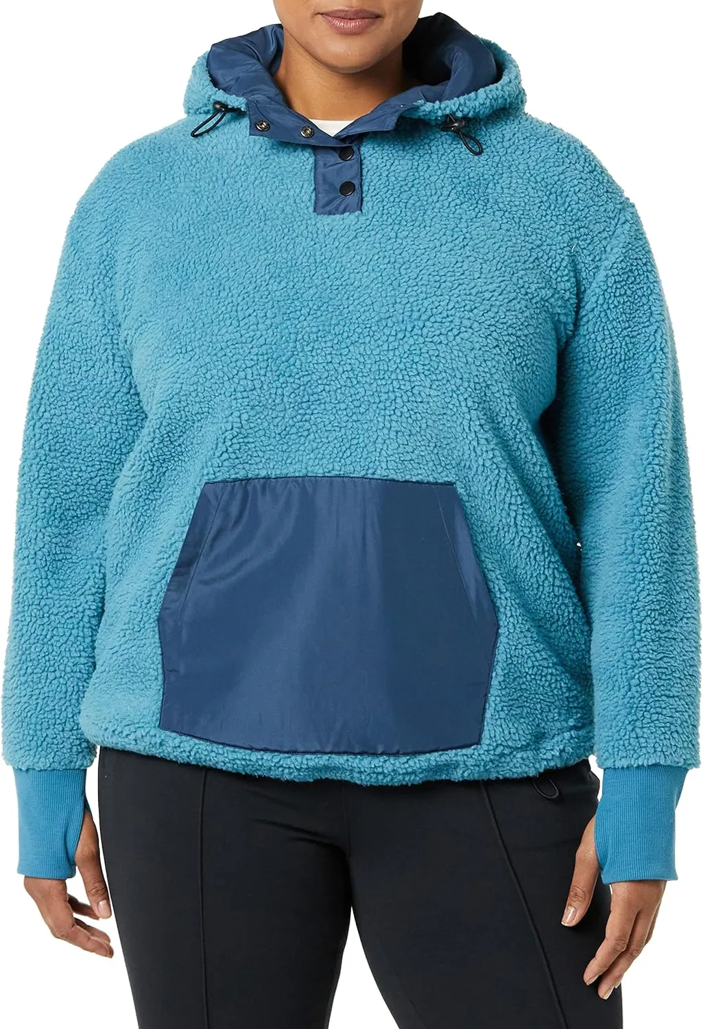 Amazon Essentials Women's Teddy Fleece Quarter Button Hooded Jacket