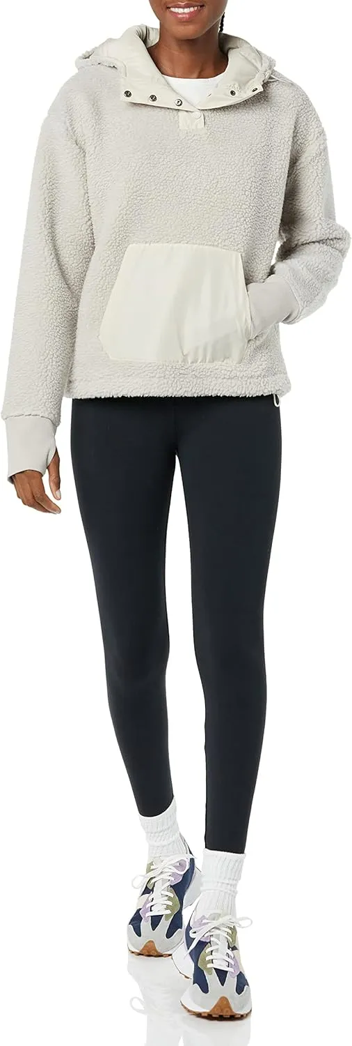 Amazon Essentials Women's Teddy Fleece Quarter Button Hooded Jacket