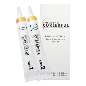 Amber Lash Curlerful, Eyelash Lift and Brow Lamination Tube Set, For Professional Lash Perm and Brow Perm, Step 1 & Step 2, 20 ml / 0.67 floz each