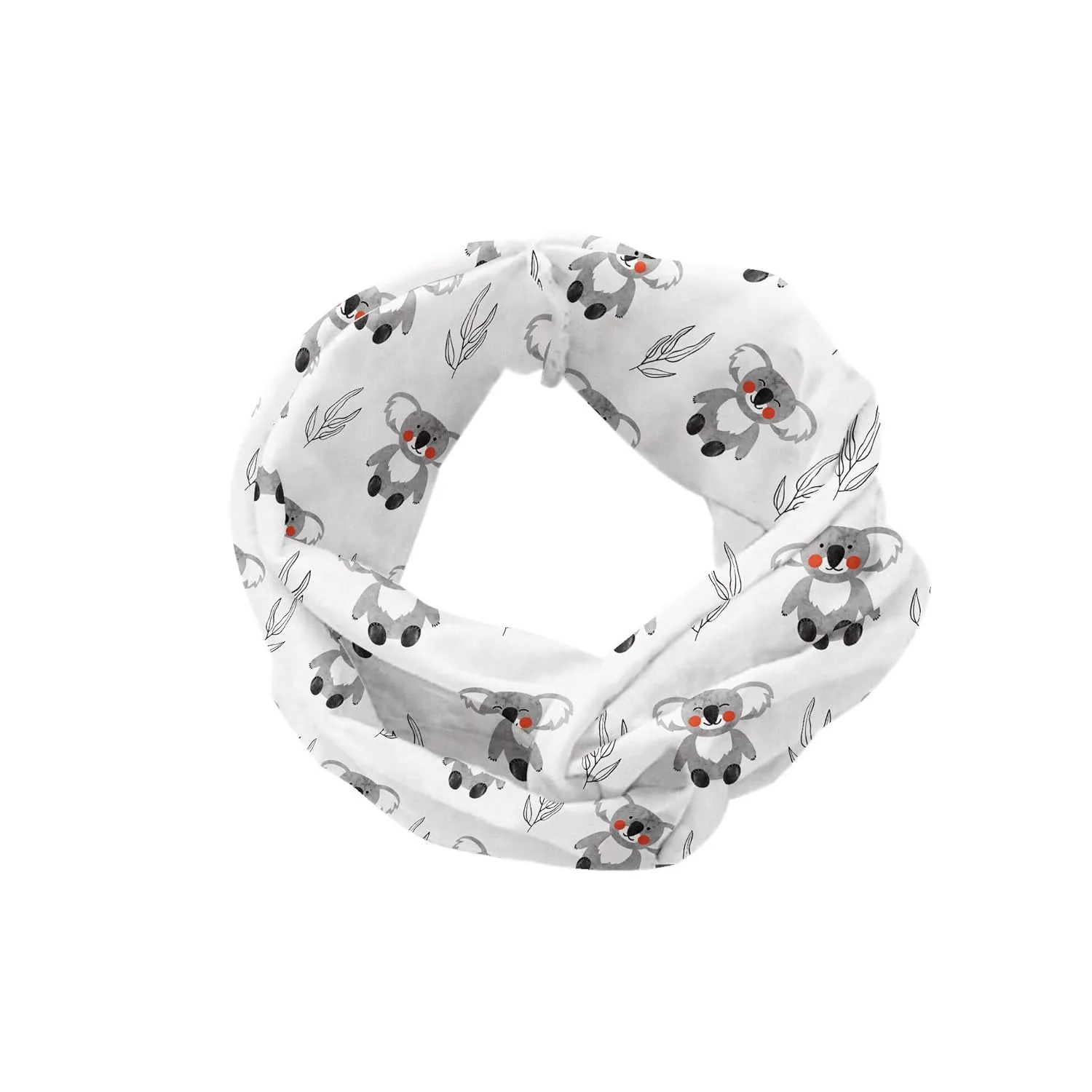 Ambesonne Koala Headband Set of 2, Woodland Themed Continued Pattern of Fluffy Bears and Leaves Pattern, Knotted Elastic Hair Band Accessory for Women Everyday Use, M-L, Burnt Sienna and Pale Taupe