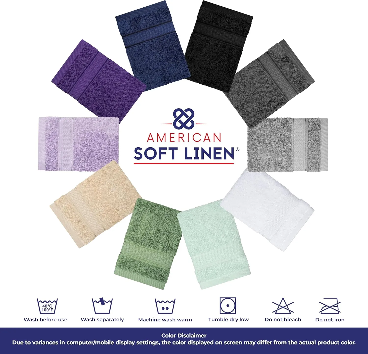 American Soft Linen Salem Bath Towel Set, 100% Cotton 6 Piece Towels for Bathroom, 2 Bath Towels 2 Hand Towels 2 Washcloths, Light Grey