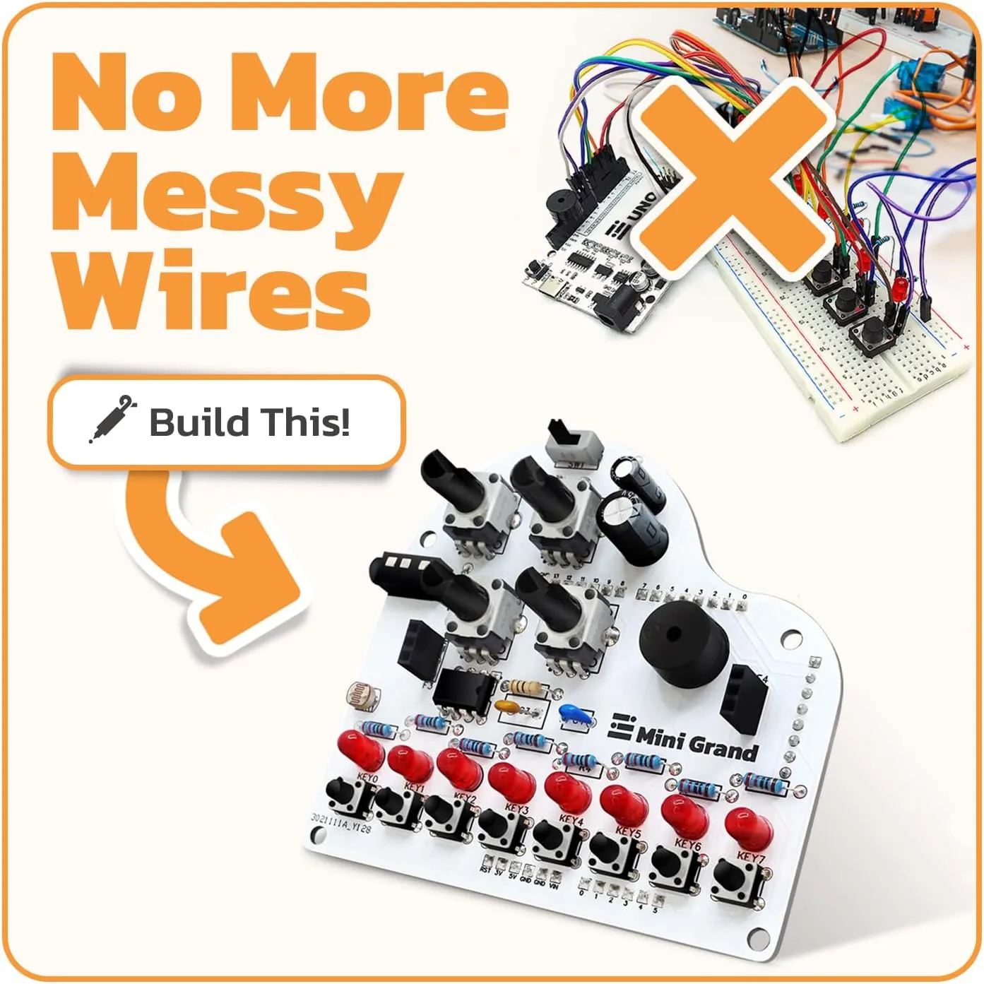 amomii Mini Grand: DIY Soldering Kit | Programmable Music Shield for Arduino UNO R3/R4 (3D Printable Accessories)