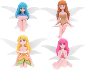 Amosfun 4Pcs Miniature Fairies Accessories Fairy Figurines Angel Cake Topper Fairy Cake Topper Fairy Plant Pot Craft Dollhouse Decoration for Valentines Day Wedding