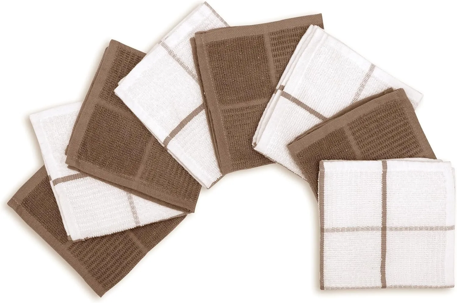 AMOUR INFINI Terry Dish Cloths Set of 8 Highly Absorbent, Super Soft Kitchen Dishcloths Reusable Quick Dry Dish Rags for Cleaning & Drying Dishes (12x12 Inch - Brown)