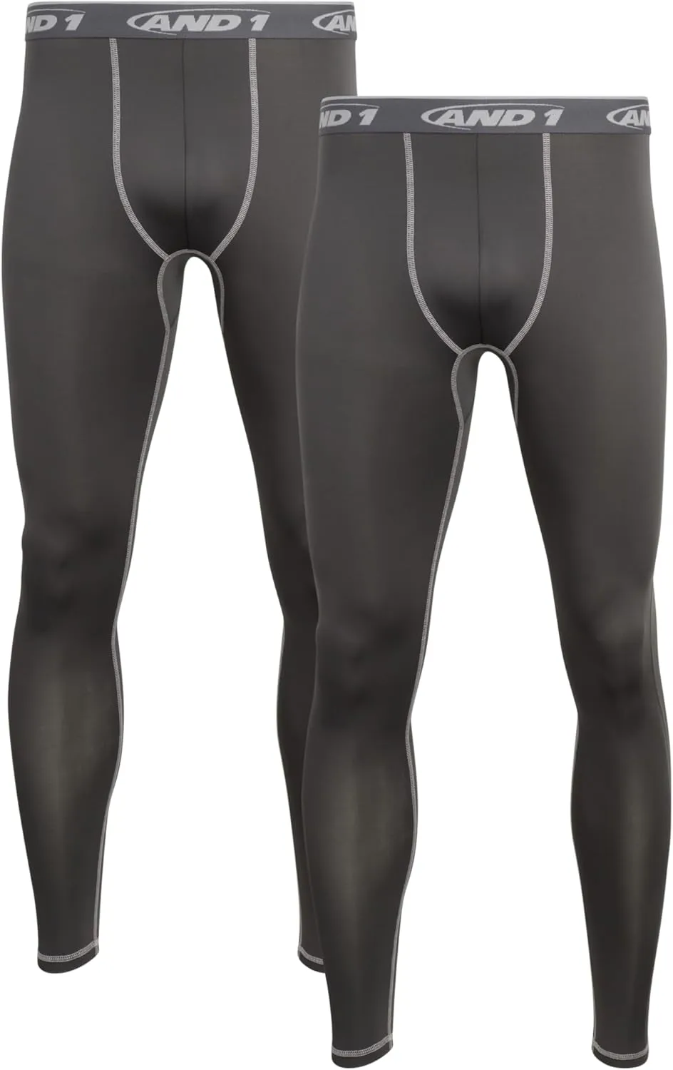 AND1 Men's Compression Leggings - 2 Pack Lightweight Moisture-Wicking Active Sports Compression Pants for Men (Sizes: S-XL)