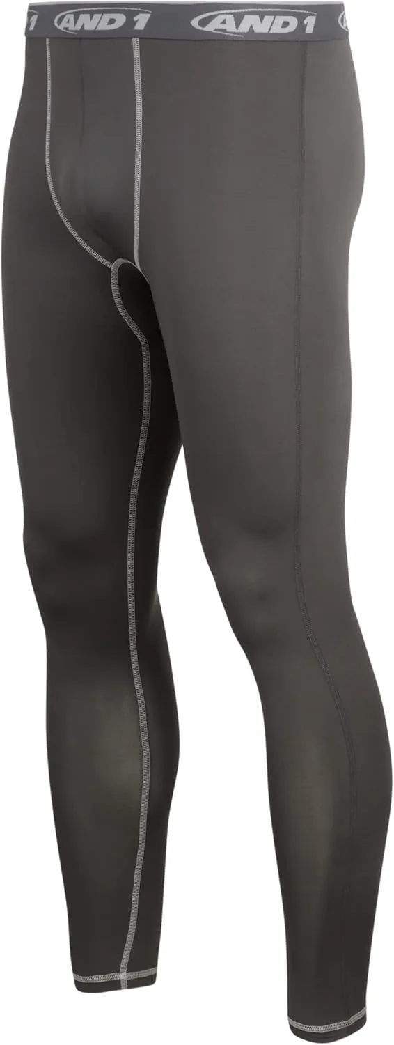 AND1 Men's Compression Leggings - 2 Pack Lightweight Moisture-Wicking Active Sports Compression Pants for Men (Sizes: S-XL)