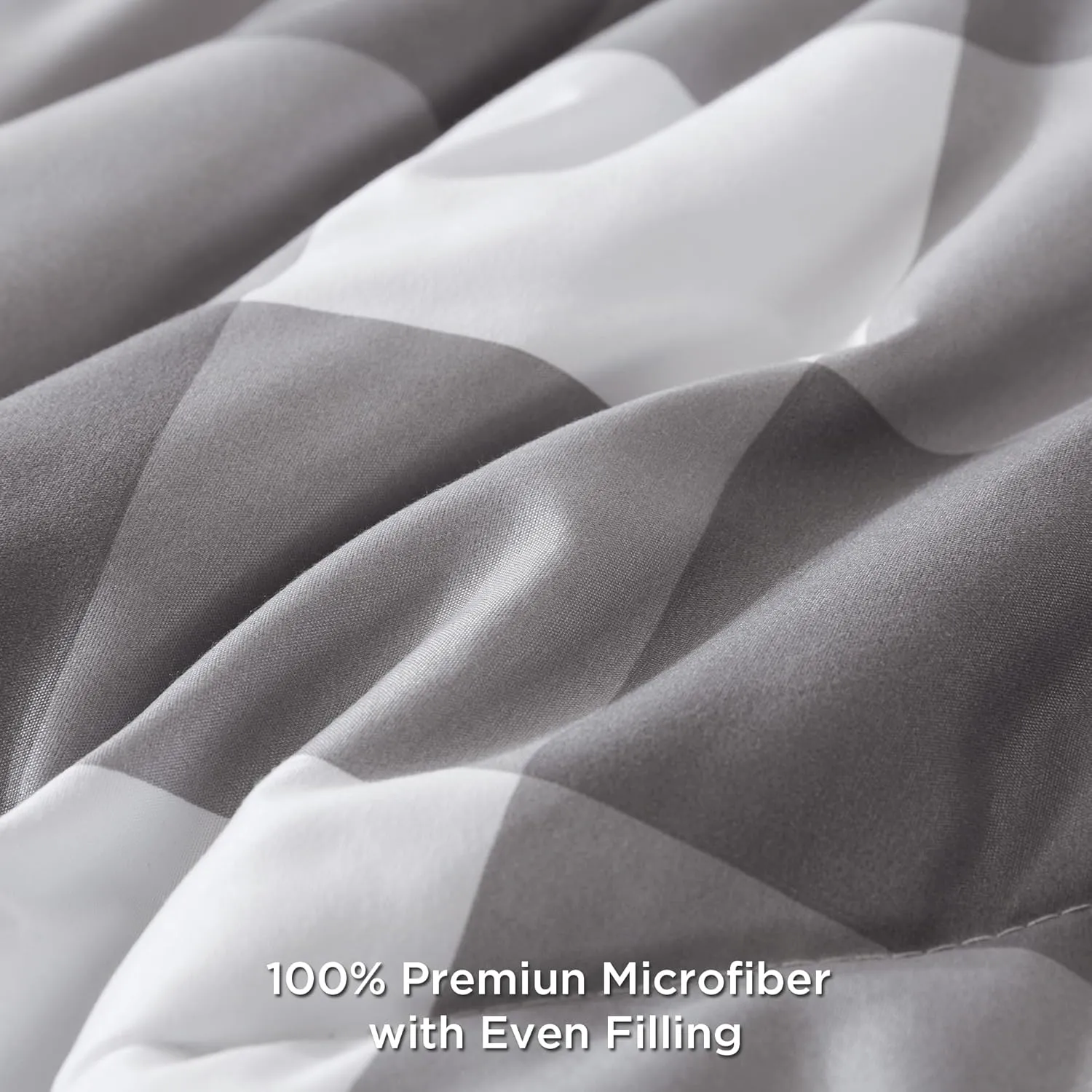 Andency Grey Queen Comforter Set, 3 Pieces Grey White Buffalo Check Plaid Bedding Comforter & Sets, Light Gray Soft Lightweight Fluffy All Season Bed Set