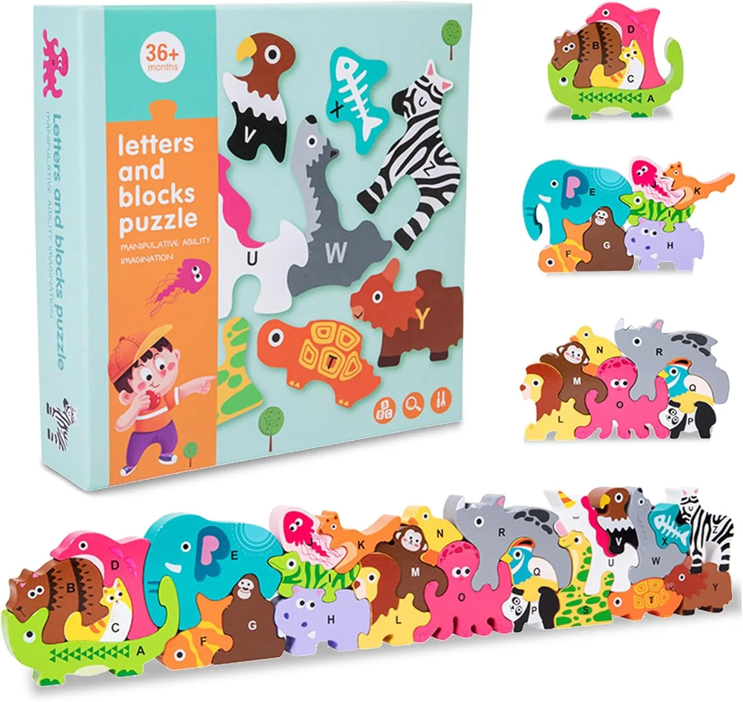 Animals Stacking Toys for Toddlers 3: 26PCS Zoo Tetras Balance Tower Game Puzzle - Wooden Montessori Toys for 4 5 6 7 Year Old for Kids Boys Girls Birthday