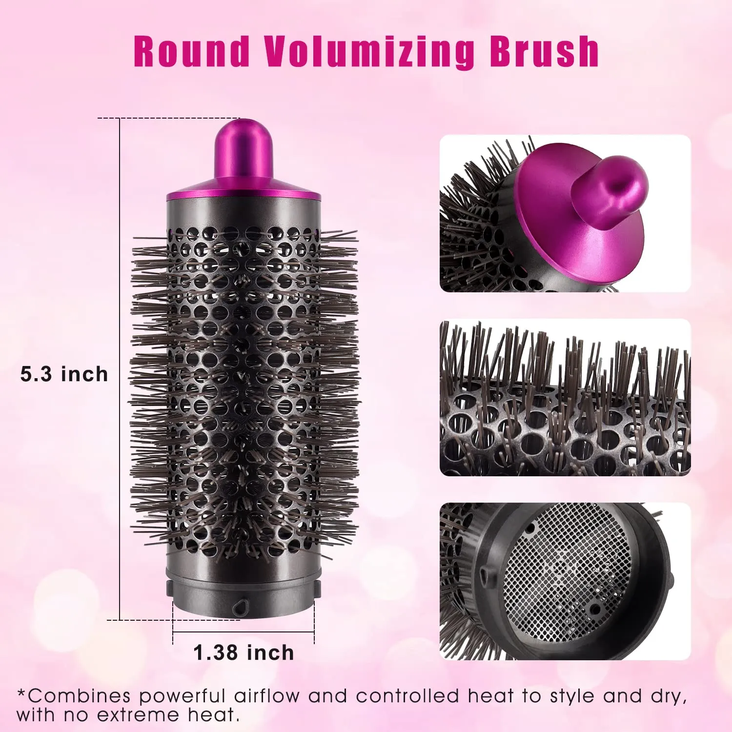 Anti-Flying Nozzle   Round Volumizing Brush for Dyson for Airwrap Styler HS01/HS05 970750-01 969489-01, Smoothing Dryer Attachment for Dyson Airwarp
