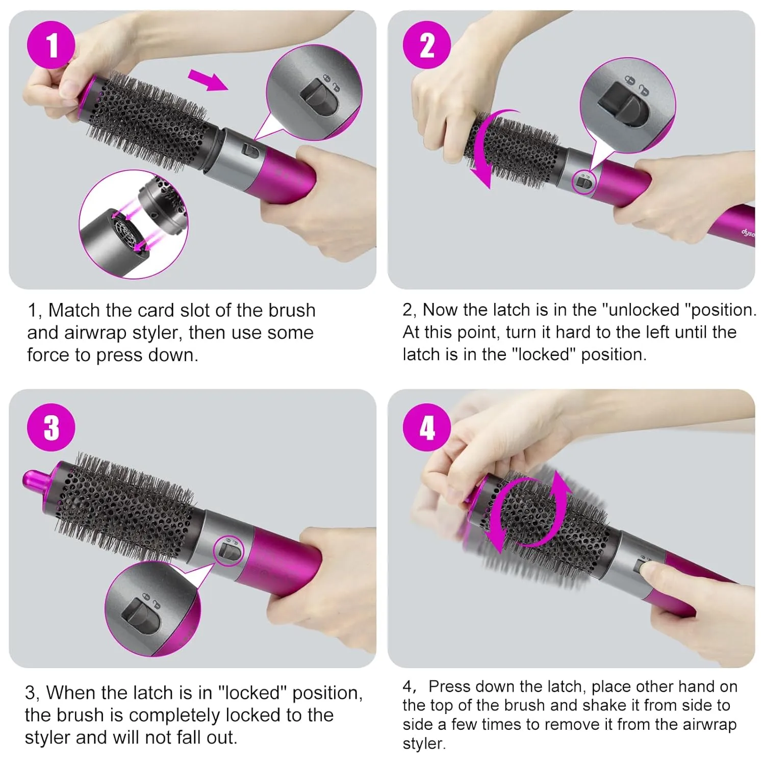 Anti-Flying Nozzle   Round Volumizing Brush for Dyson for Airwrap Styler HS01/HS05 970750-01 969489-01, Smoothing Dryer Attachment for Dyson Airwarp