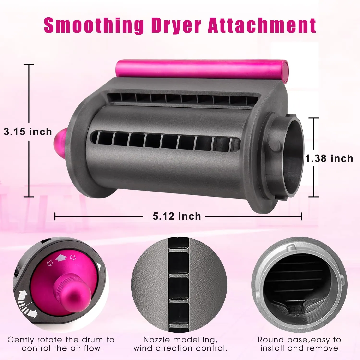 Anti-Flying Nozzle   Round Volumizing Brush for Dyson for Airwrap Styler HS01/HS05 970750-01 969489-01, Smoothing Dryer Attachment for Dyson Airwarp